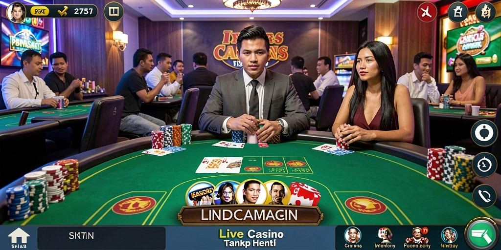 Tampilan gameplay Live Casino yang mendebarkan di aplikasi 2757.