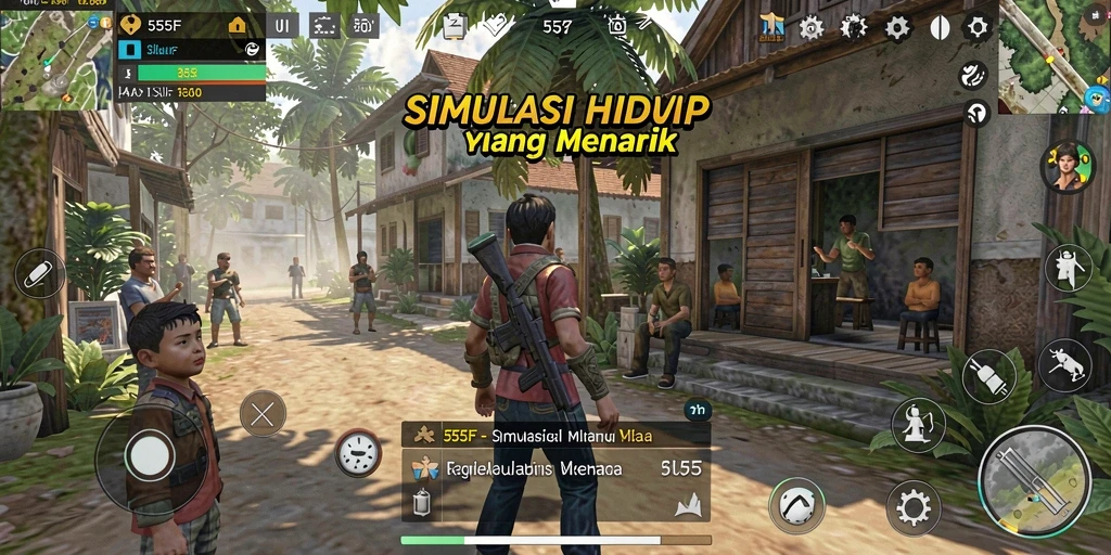 Tampilan gameplay menarik dari 555F dalam dunia simulasi.
