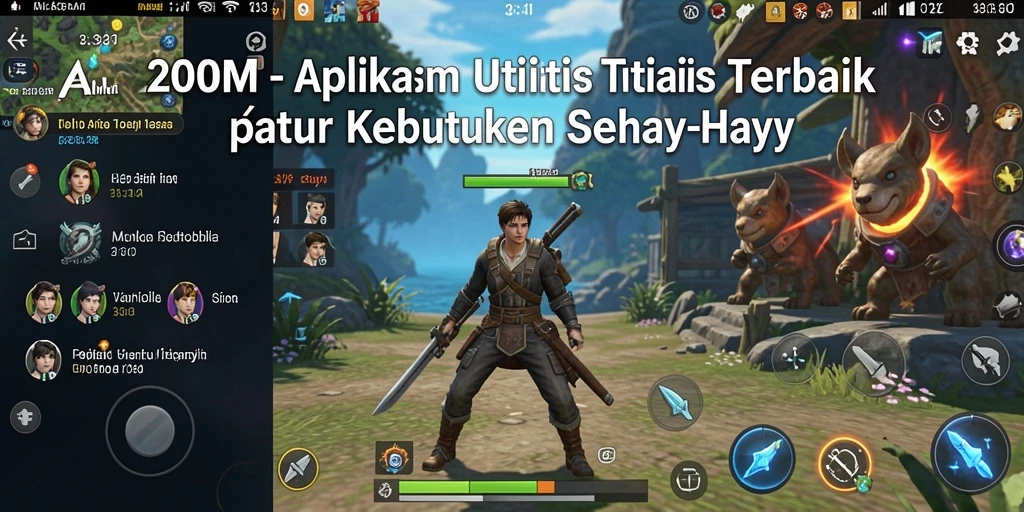 Tampilan aplikasi A200M dengan fitur utilitas yang lengkap.