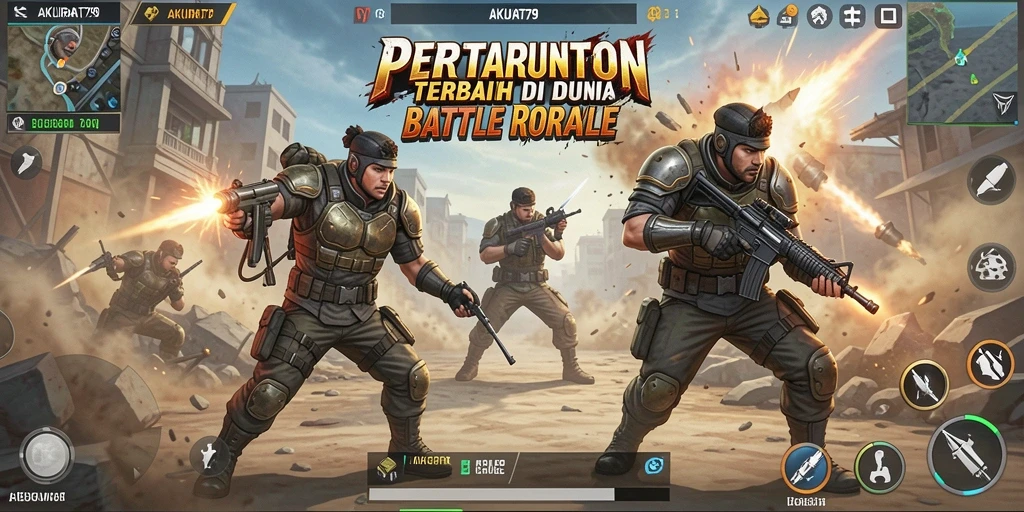 Tampilan gameplay AKURAT79 dengan aksi Battle Royale yang mendebarkan.