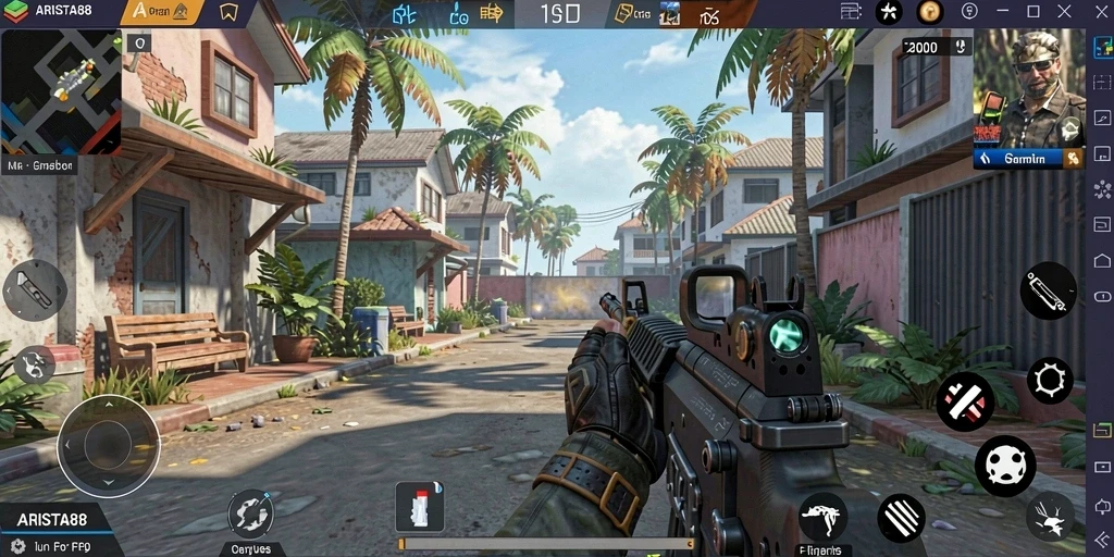 Tampilan gameplay seru dalam game FPS ARISTA88.