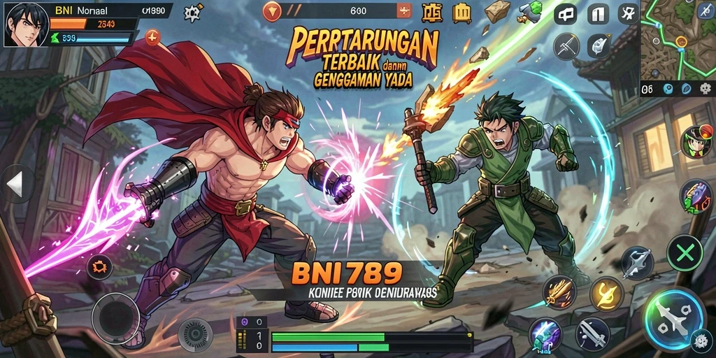 Tangkapan layar gameplay <strong>BNI789</strong> dengan aksi pertarungan karakter Anime.