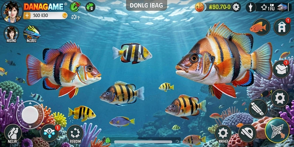 Screenshot gameplay Tembak Ikan di DANAGAME yang mendebarkan.
