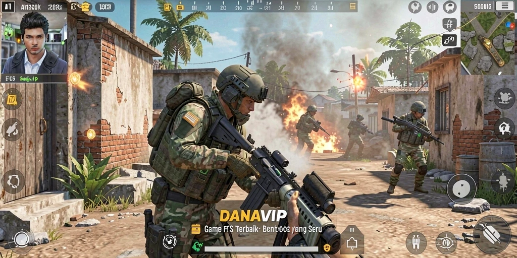 Tangkapan layar gameplay DANAVIP yang menunjukkan aksi pertempuran seru.