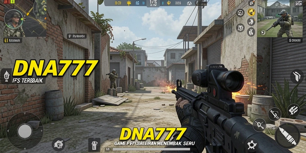 Tampilan aksi menembak yang intens dalam gameplay DNA777.