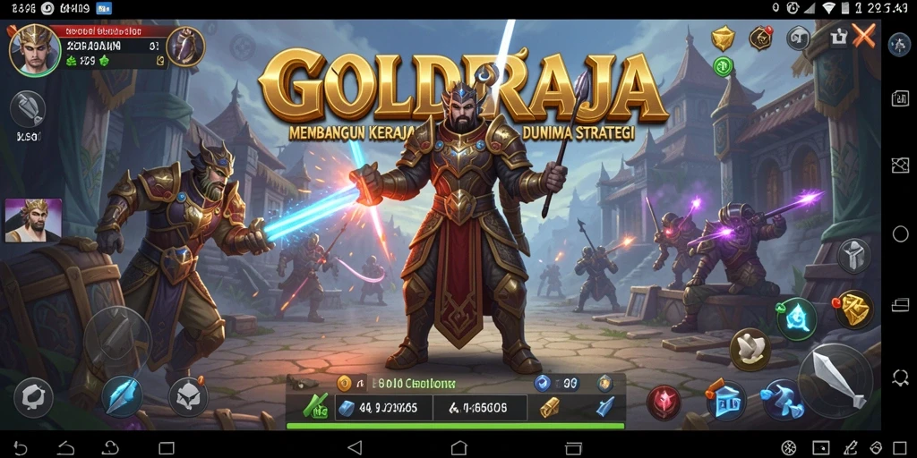 Screenshot gameplay menunjukkan pertarungan strategis yang mendebarkan dalam GOLDRAJA.
