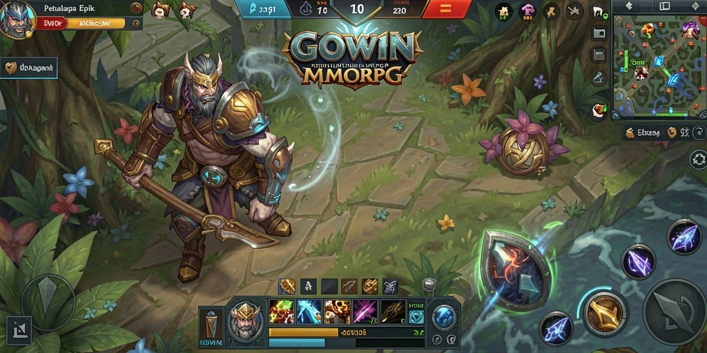 Screenshot utama GOWIN menunjukkan aksi seru dalam gameplay MMORPG.