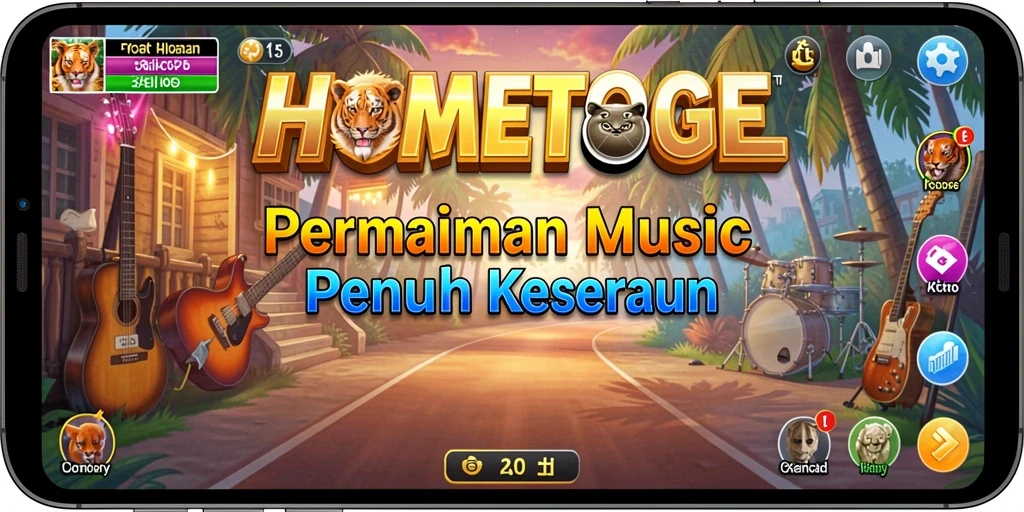Tangkapan layar HOMETOGEL menampilkan gameplay musik yang seru dan interaktif.