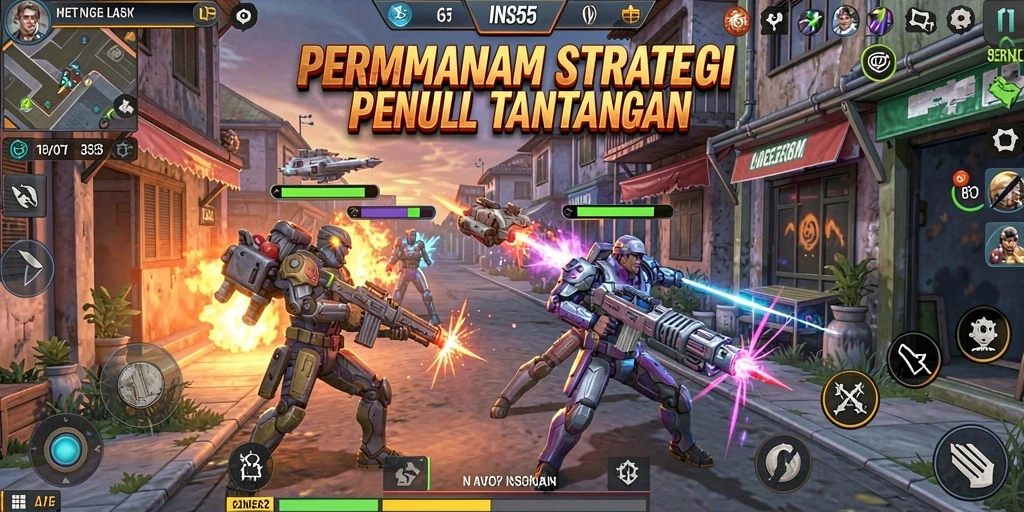 Tampilan gameplay strategis yang mendebarkan dalam INS55.