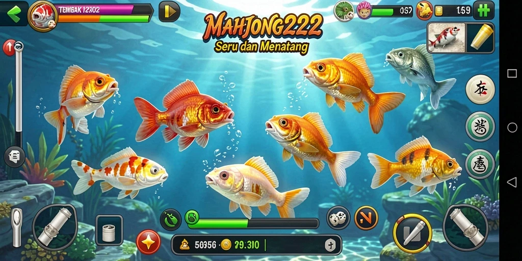 Tangkapan layar gameplay seru Tembak Ikan MAHJONG222.