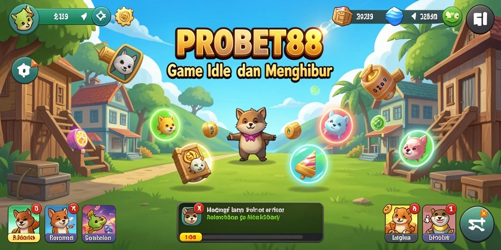 Screenshot utama PROBET88 menampilkan gameplay idle yang seru.