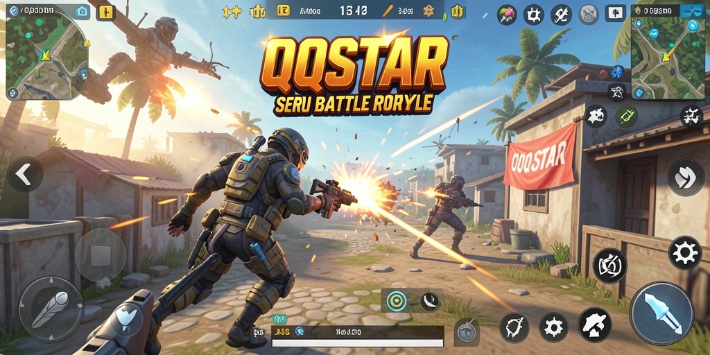 Gameplay intens dan seru dalam pertarungan Battle Royale di QQSTAR.