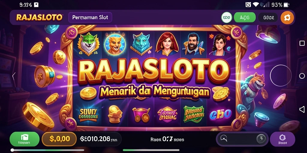 Tampilan utama gameplay RAJASLOTO dengan simbol Slot yang menarik.