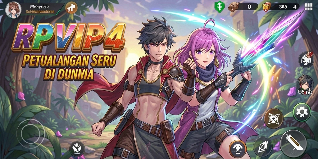 Tampilan gameplay RPVIP4 yang memukau dengan karakter-karakter anime populer.