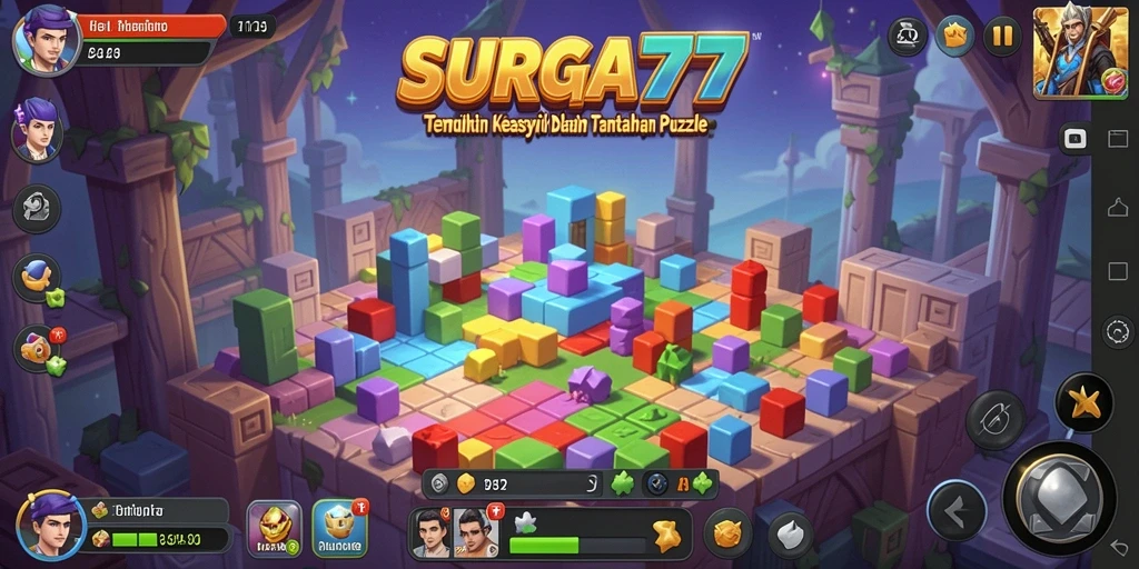 Tangkapan layar gameplay SURGA77 menampilkan tantangan menarik dan desain yang memukau.