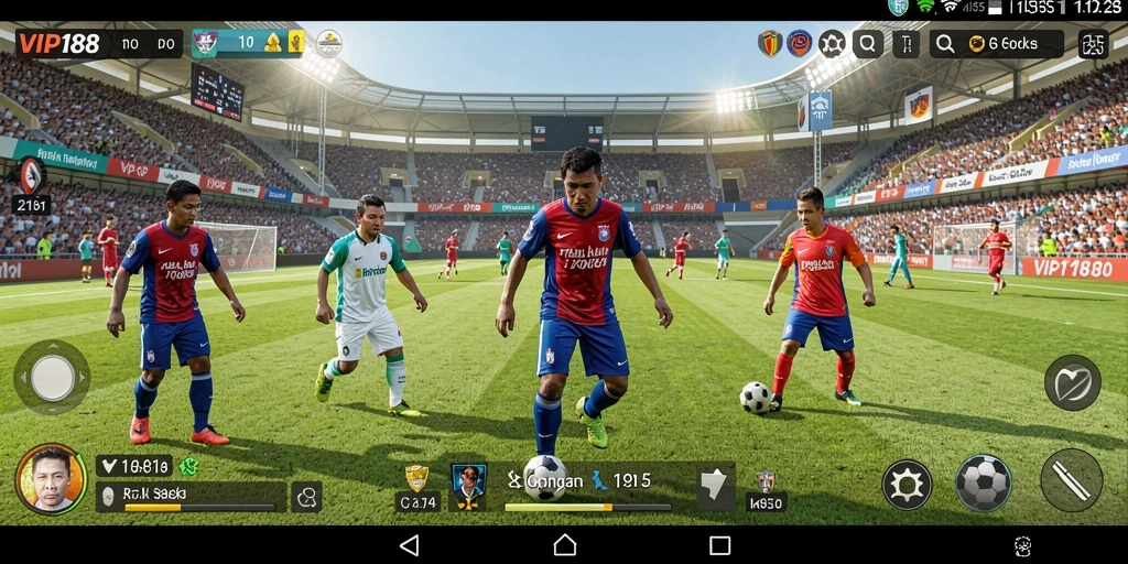 Tangkapan layar dari gameplay VIP188 yang menampilkan aksi sepak bola seru.